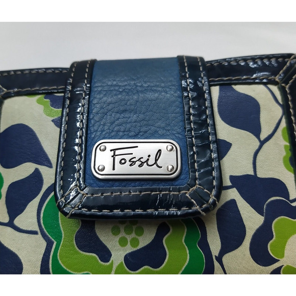 Fossil Multicolor Canvas Leather Trim Credit Card ID Window Bifold Wallet - Picture 4 of 16